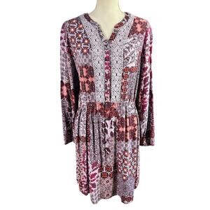 Knox Rose Dress Size XL Purple Red Lilac Bohemian Laced  Buttoned High Low